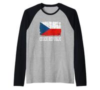 Drapeau de la République tchèque Vieilli Vintage tchéquie Manche Raglan