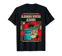 Drapeau de la Riviera albanaise Village côtier Vintage Art T-Shirt