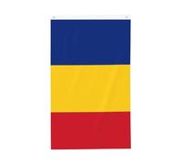 Drapeau de la Roumanie 0,9 x 1,5 m. Imprimé double face, vertical, tissu 100 % polyester, couleurs vives et durables.