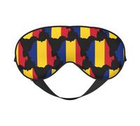 Drapeau de la Roumanie Carte 4 Drapeau de la Roumanie Carte Masques de sommeil Sangle réglable Masque pour les yeux doux pour femmes Hommes Voyage Travail Maison