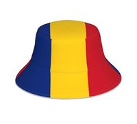 Drapeau de la Roumanie - Chapeau cloche réfléchissant double face - Impression double face - Convient pour toutes les saisons - Noir