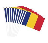 Drapeau de la Roumanie imprimé double face à la main - Couleurs vives, pour tournois sportifs et matchs