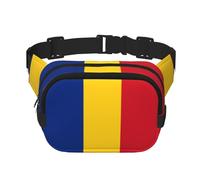 Drapeau de la Roumanie Sac banane carré double couche Sac à bandoulière / sangle réglable au niveau de la poitrine, pour voyage, entraînement, course à pied, imprimé avec