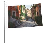 Drapeau de la rue de l'Italie 61 x 91 cm - Impression double face - Drapeau de jardin pour l'extérieur - Bannière cadeau avec œillets - Toile de fond pour photo pour décoration intérieure et