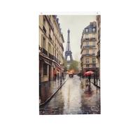Drapeau de la rue pluvieuse à Paris - 9,1 x 1,5 m - Double face - Avec œillets en laiton - Bannière de décoration saisonnière - Fond photo pour cour, porche, pelouse