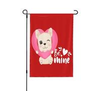 Drapeau de la Saint-Valentin, mignon chien et cœur, sois à moi, drapeau 12 x 18, bannière de jardin double face sans drapeau