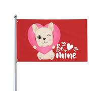 Drapeau de la Saint-Valentin, mignon chien et cœur, sois à moi, drapeaux 3x5, panneau de jardin, bannière de jardin