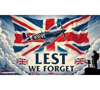 Drapeau de la Seconde Guerre mondiale, Lest We Forget British Remembrance Banner - Union Jack Spitfire VE Day & VJ Day WWII Memorabilia
