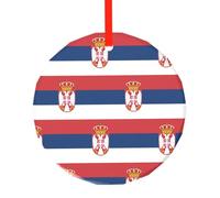 Drapeau de la Serbie - Ornements de Noël ronds élégants en verre pour arbre - Décoration de vacances classique - Cadeaux de mariage