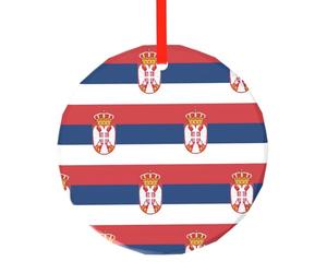 Drapeau de la Serbie - Ornements de Noël ronds élégants en verre pour arbre - Décoration de vacances classique - Cadeaux de mariage
