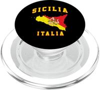 Drapeau de la Sicilia Trinacria à l'intérieur de la carte de l'île de la Sicile vintage PopSockets PopGrip pour MagSafe