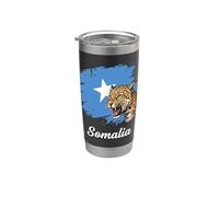 Drapeau de la Somalie Léopard rugissant Fierté nationale Gobelet isotherme en acier inoxydable double paroi