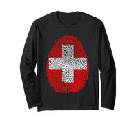 Drapeau de la Suisse ADN Empreinte Digitale Heritage Ancestry Manche Longue