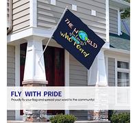 Drapeau de la terre 0,9 x 1,5 m Le monde appartient à ceux qui lisent des mots inspirants Drapeaux d'extérieur Grandes bannières de cour de bienvenue Décoration de pelouse de jardin de maison