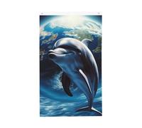 Drapeau de la terre dauphin 9,6 x 1,5 m double face vertical drapeau de jardin bannière de vacances saisonnières avec œillets en laiton toile de fond photo drapeau de cour pour intérieur et extérieur