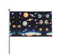 Drapeau de la Terre Saturne Jupiter. Imprimé sur un seul côté, 0,9 x 1,5 m, léger et fluide, adapté pour une utilisation en intérieur et en extérieur.