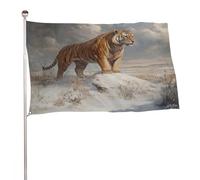 Drapeau de la toundra de l'ère glaciaire debout dans un vaste drapeau de la toundra - 91 x 152 cm - Bannière décorative pour cour, porche, pelouse, ferme