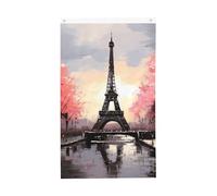 Drapeau de la Tour Eiffel de Paris, peinture à l'huile, 90 x 150 cm, intérieur avec œillets, vertical, double face, pour jardin, décoration murale, affiche à suspendre, grande bannière, drapeaux de ma