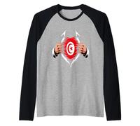 Drapeau de la Tunisie déchiré Graphique Tunisian Pride Roots Manche Raglan
