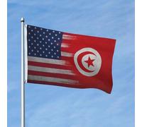 Drapeau de la Tunisie, drapeau américain intersecté, bannière de 90 x 150 cm, en polyester, double face, pour jardin, extérieur, maison, cour, festival, décoration