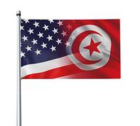 Drapeau de la Tunisie et des États-Unis, 3 x 5 pieds, couleurs vives et résistant aux UV, bannières murales pour l'extérieur et l'intérieur