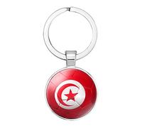 Drapeau De La Tunisie Porte-Clés Pendentif - Carte Du Monde Football Texture Pendentif Porte-Clés Sac De Voiture, Nouveauté Souvenir Porte-Clés Ornement Pour Hommes Femmes Couple Accessoires Cad