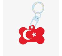 Drapeau de la Turquie - Étiquettes tendance en acrylique - En forme d'os de chien - Double face - Pour chiens et chats