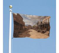 Drapeau de la ville de cowboy Old Wild West - 61 x 88,9 cm - Pour l'extérieur - Couleurs vives et résistantes à la décoloration - Double couture - Pour décoration de jardin et maison - Avec œillets
