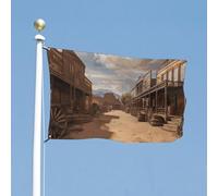 Drapeau de la ville de cowboy Old Wild West - 88,9 x 150 cm - Pour l'extérieur - Couleurs vives et résistantes à la décoloration - Double couture - Pour décoration de jardin et maison - Avec œillets
