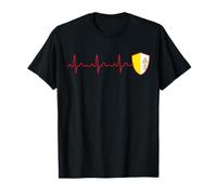 Drapeau de la Ville du Vatican Heartbeat ECG Patriotic National T-Shirt