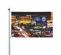 Drapeau de la ville nocturne de Las Vegas - 91 x 152 cm - Double face - Avec œillets en laiton - Ne se décolore pas - Décoration d'intérieur ou d'extérieur