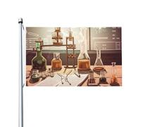 Drapeau de laboratoire de chimie 0,9 x 1,5 m pour extérieur et intérieur - Drapeau de jardin avec œillets double face pour décorations de cour