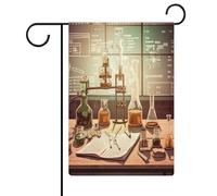 Drapeau de laboratoire de chimie pour jardin, maison, pelouse, panneau de bienvenue, bannière double face, petits drapeaux personnalisés pour piscine, cour, extérieur, décoration murale, 32,6 x 47,5