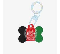 Drapeau de l'Afghanistan - Étiquettes tendance en acrylique - En forme d'os de chien - Double face - Pour chiens et chats