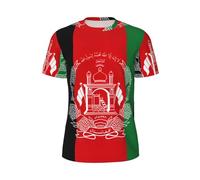 Drapeau de l'Afghanistan Imprimé Vêtements d'été T-shirt à manches courtes Respirant Athlétique Occasions Casual Sorties, Noir , L