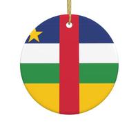 Drapeau de l'Afrique centrale - Ornement rond personnalisé en céramique avec imprimé double face - Décoration de festival