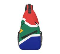 Drapeau de l'Afrique du Sud. C'est un sac à bandoulière décontracté pour homme avec une grande capacité de stockage et une poche plaquée de chaque côté. Noir, taille unique