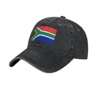 Drapeau de l'Afrique du Sud noir. Le chapeau est respirant, absorbant la transpiration et réglable, tendance et polyvalent, adapté à toutes les saisons.