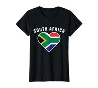 Drapeau de l'Afrique du Sud T-Shirt Graphique avec Valeur, Femme, Noir, XS
