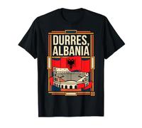 Drapeau de l'Albanie de Durres - Amphithéâtre Romain - Art Vintage T-Shirt