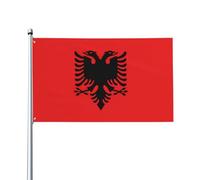 Drapeau de l'Albanie - Drapeau de jardin d'extérieur - 0,9 x 1,5 m - En polyester - Imprimé vif - Facile à accrocher pour fête sur terrasse, camping