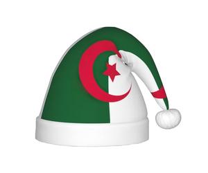 Drapeau de l'Algérie - Bonnet de Père Noël en peluche pour adolescents - Costume de fête et événement de vacances