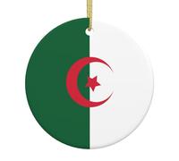 Drapeau de l'Algérie - Décorations de Noël rondes en céramique, décorations de sapin de Noël et fournitures de fête de vacances
