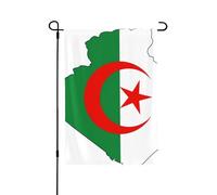 Drapeau de l'Algérie double face 71 x 102 cm, bannière d'extérieur durable pour jardin, pelouse, décoration saisonnière