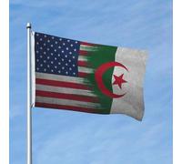 Drapeau de l'Algérie, drapeau américain intersecté, bannière de 90 x 150 cm, en polyester, double face, pour jardin, extérieur, maison, cour, festival, décoration