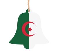Drapeau de l'Algérie en bois en forme de cloche - 6 pièces - Peut être utilisé pour décorer les arbres de Noël, les cheminées, les portes et les fenêtres