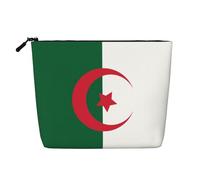 Drapeau de l'Algérie Faux Chanvre Trousse de Maquillage Grande Capacité Organisateur de Voyage pour Voyage d'affaires et Usage quotidien