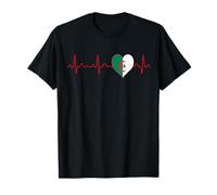 Drapeau de l'Algérie Heartbeat ECG Souvenir National Patriotique T-Shirt