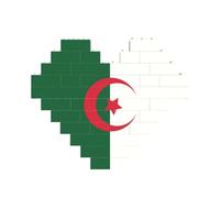 Drapeau de l'Algérie Imprimer Bloc de Brique Puzzle en Forme de Cœur pour Saint Valentin Anniversaire Mariage
