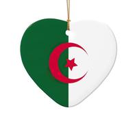 Drapeau de l'Algérie - Ornements en céramique à suspendre pour sapin de Noël - Porcelaine pour travaux manuels